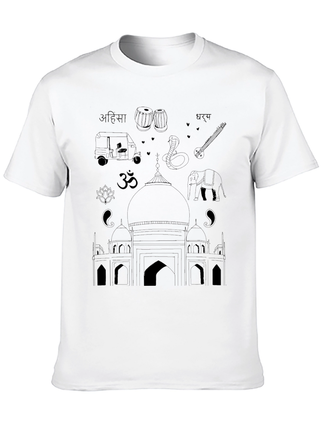 India Travel T-Shirt - Black Cotton Tee