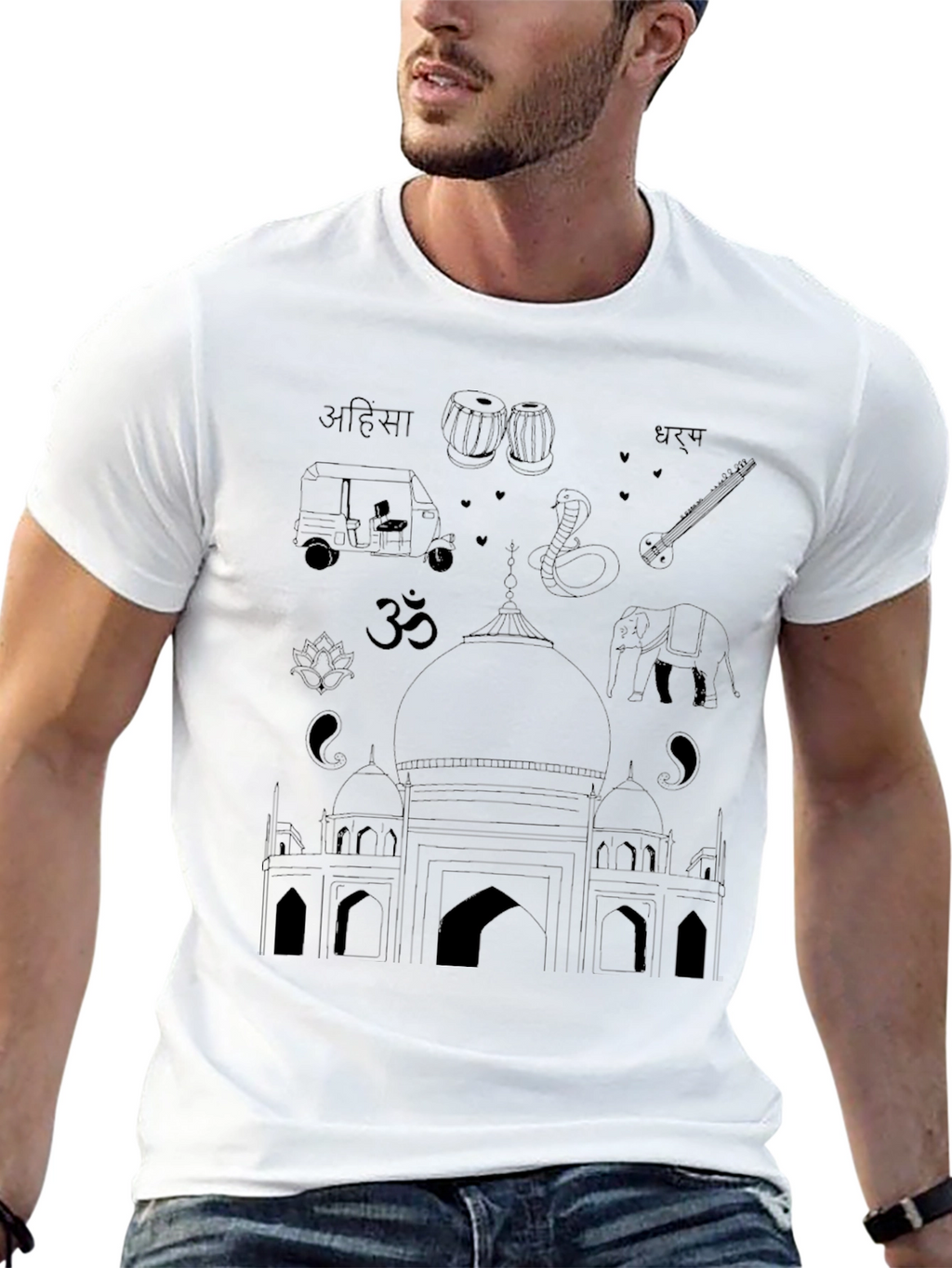 India Travel T-Shirt - Black Cotton Tee