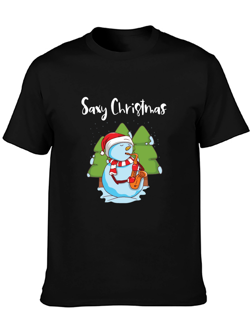 Saxy Christmas T-Shirt - Holiday Snowman Tee