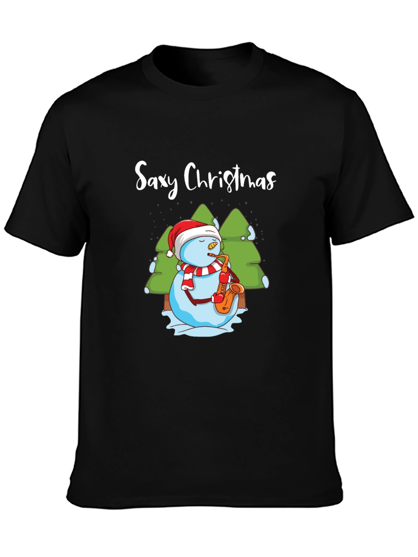 Saxy Christmas T-Shirt - Holiday Snowman Tee