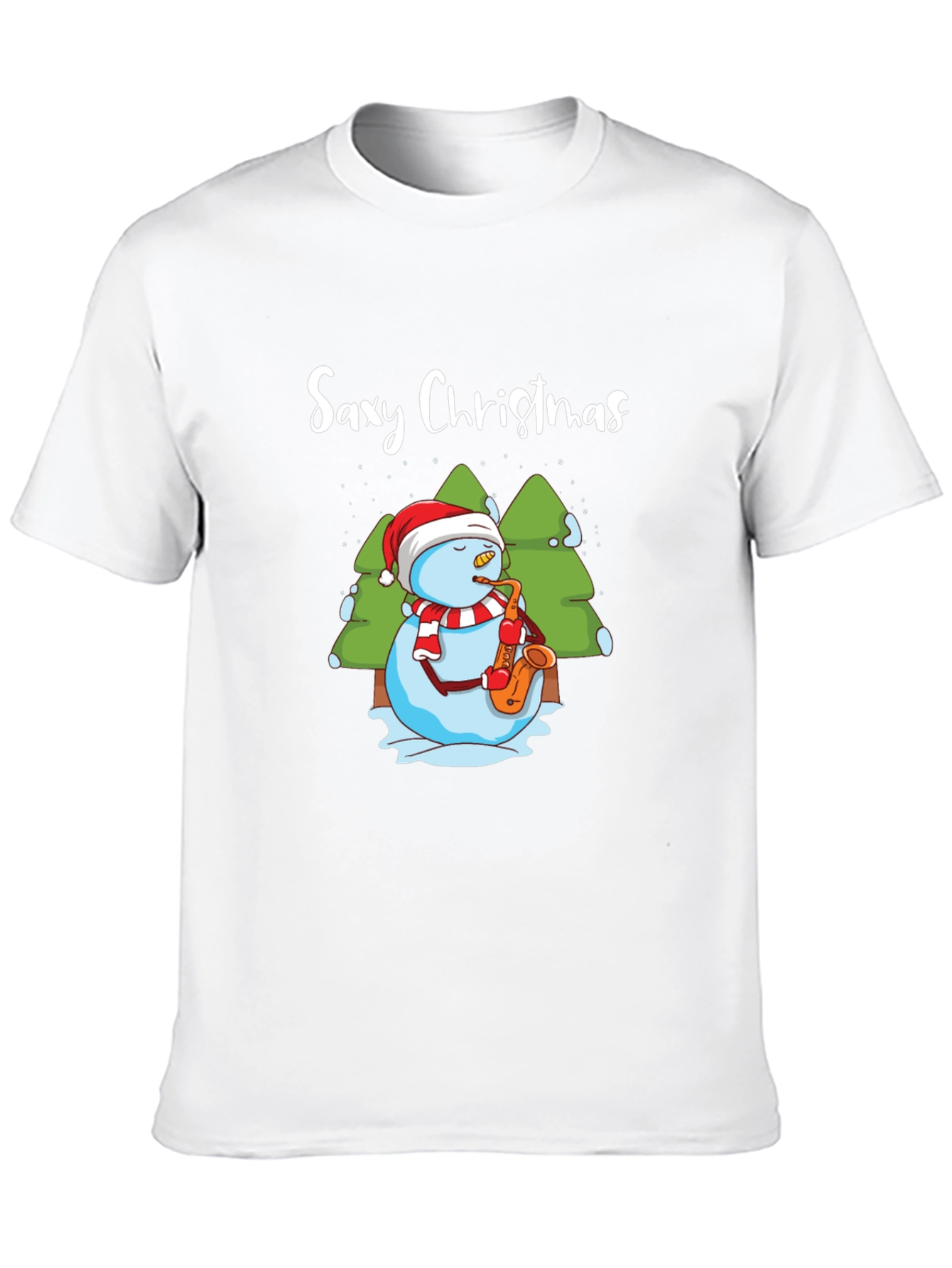 Saxy Christmas T-Shirt - Holiday Snowman Tee