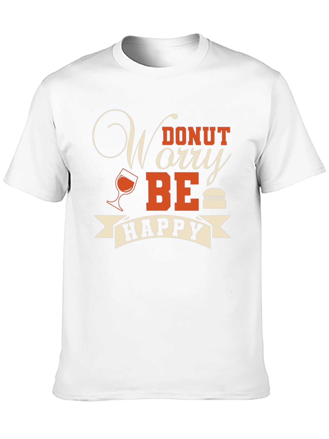 Donut Worry Be Happy Graphic T-Shirt - Black