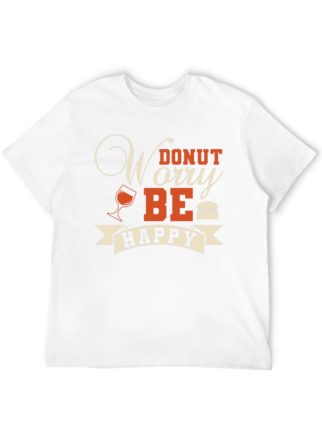Donut Worry Be Happy Graphic T-Shirt - Black