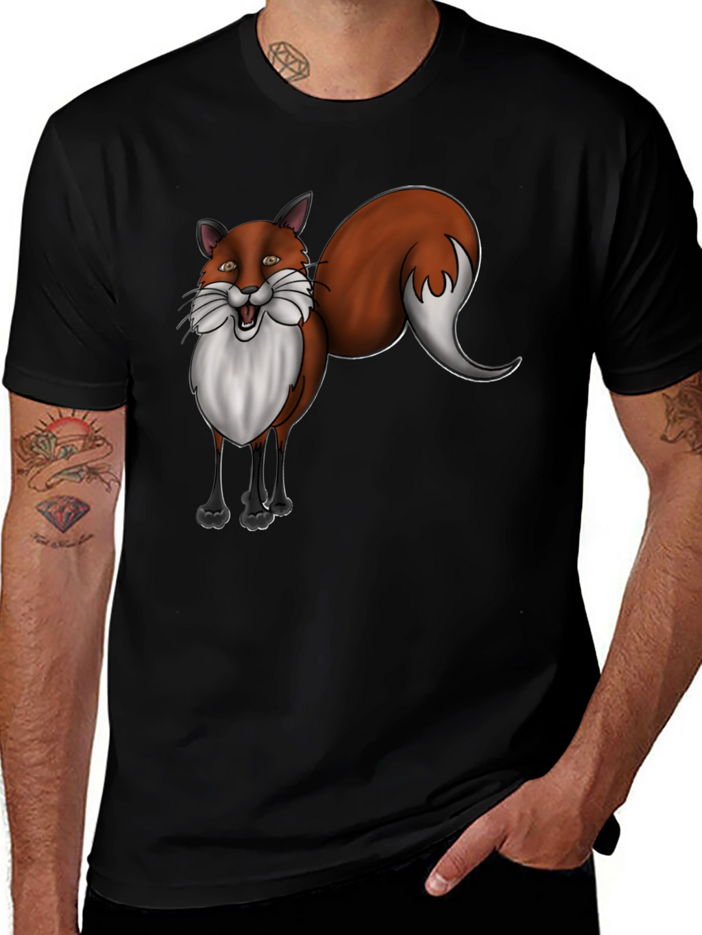 Fox Graphic T-Shirt - Black Cotton Tee