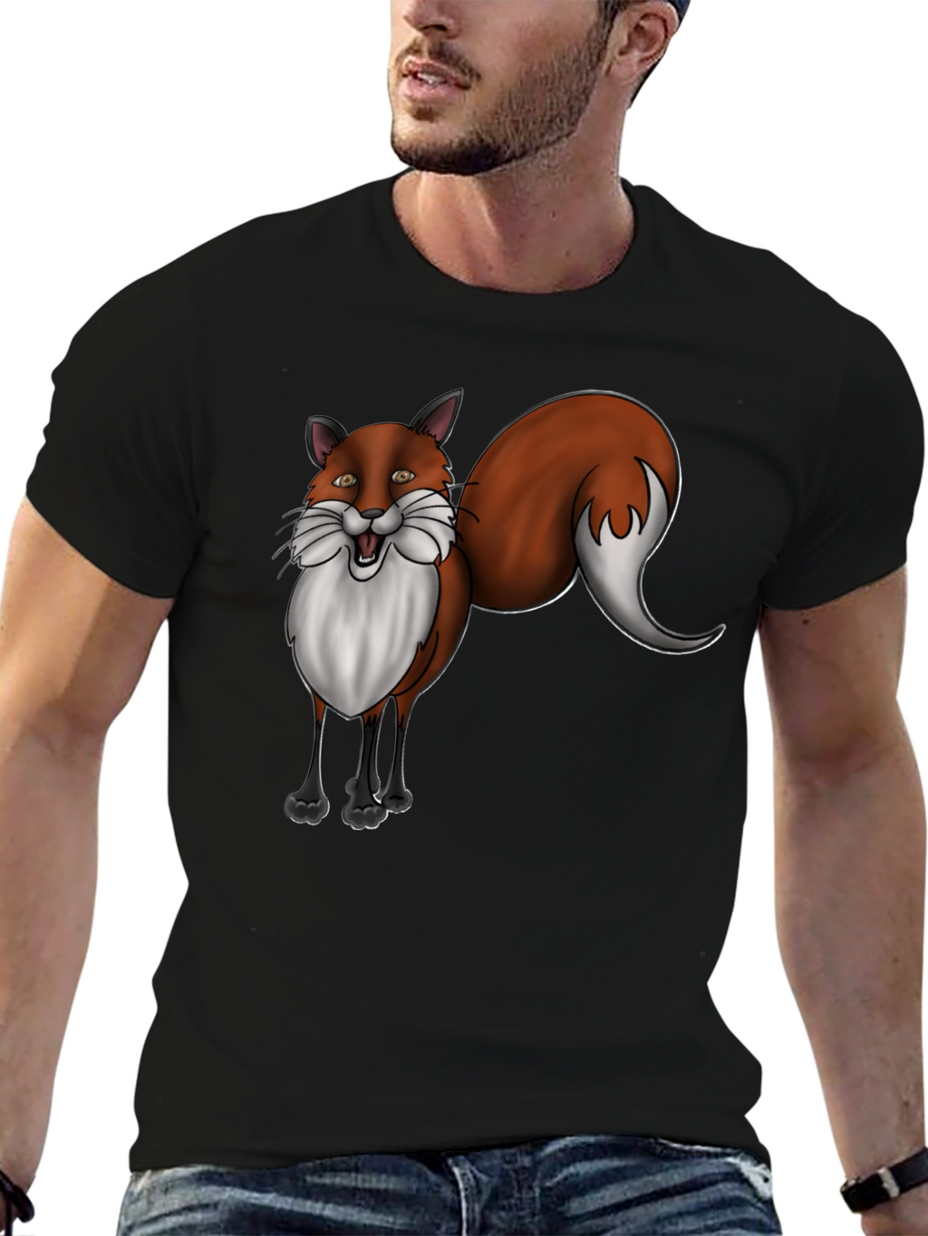 Fox Graphic T-Shirt - Black Cotton Tee