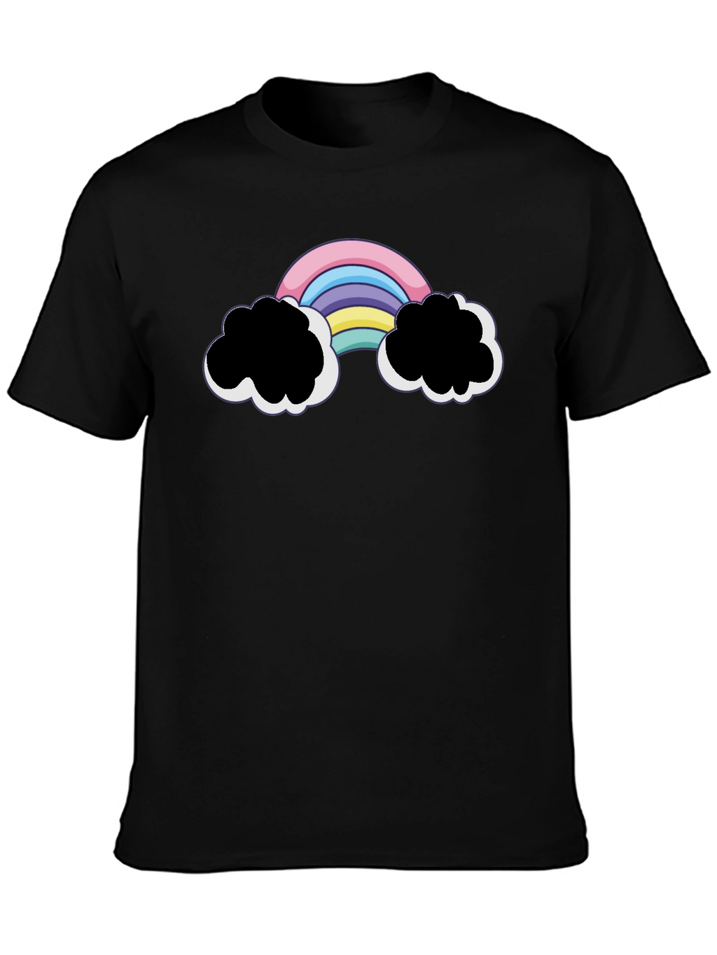 Rainbow Cloud Graphic Black T-Shirt