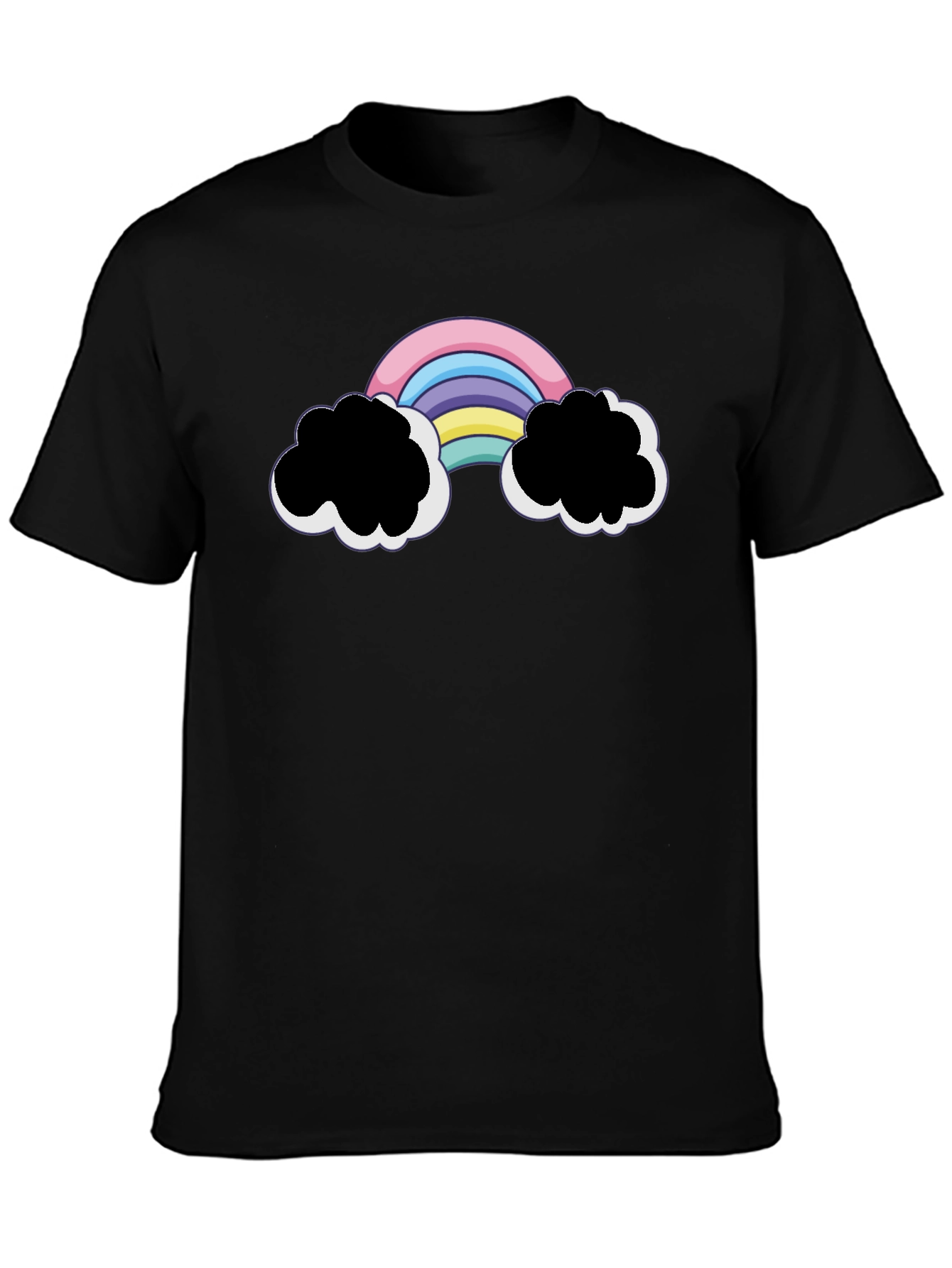 Rainbow Cloud Graphic Black T-Shirt