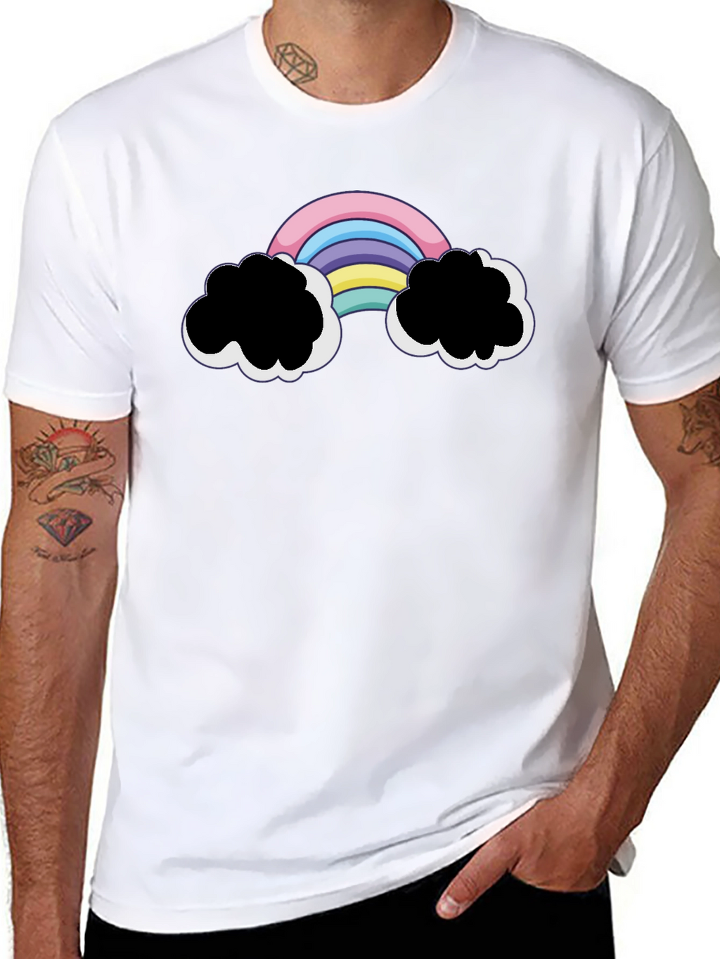 Rainbow Cloud Graphic Black T-Shirt