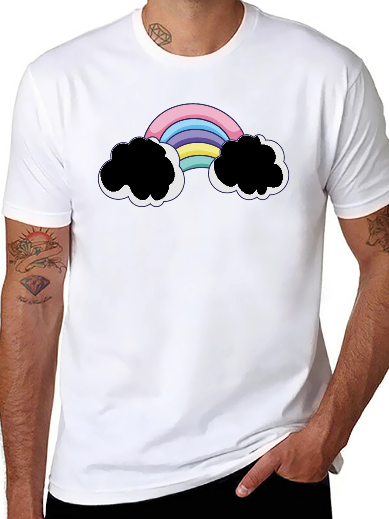 Rainbow Cloud Graphic Black T-Shirt