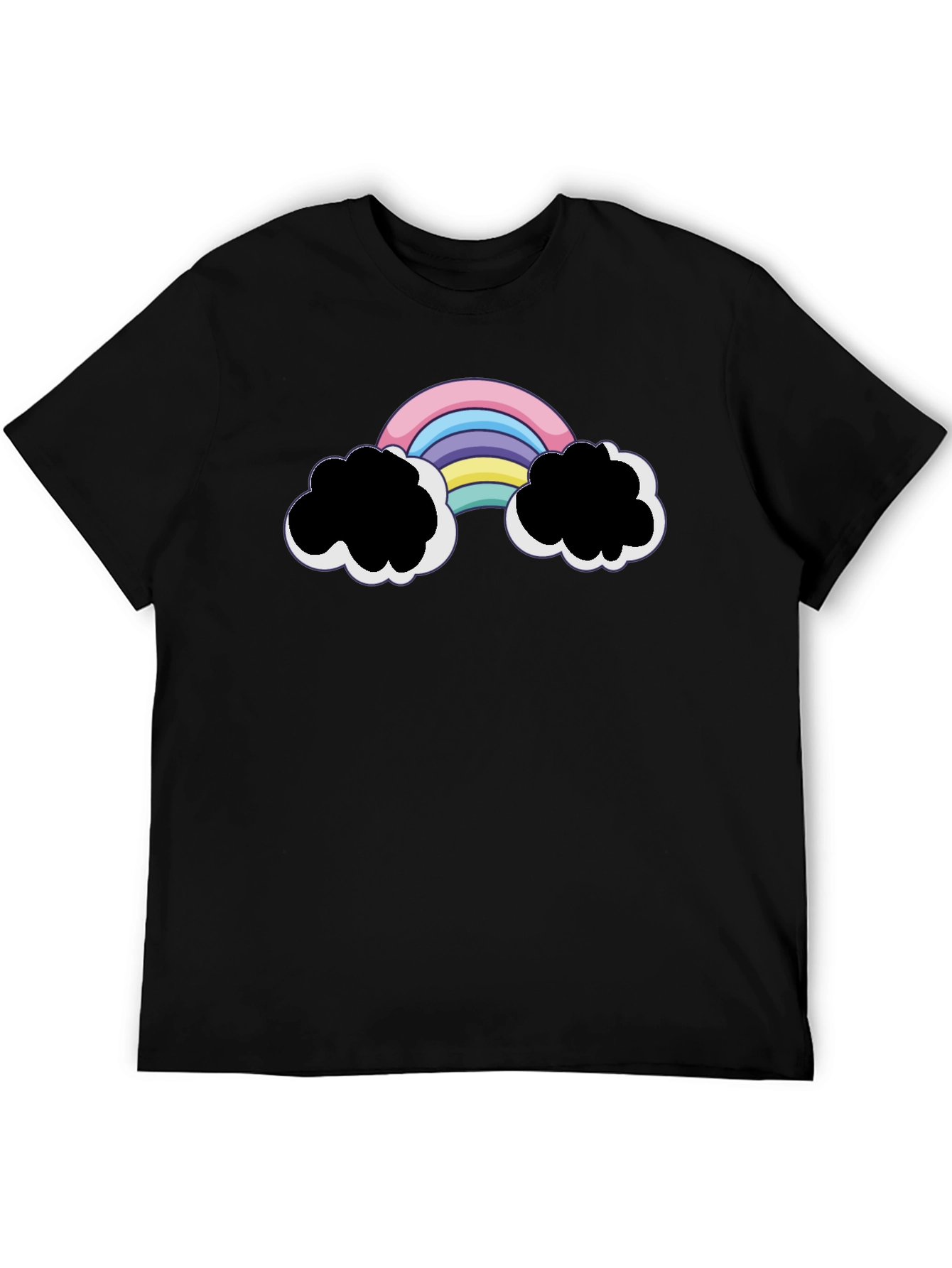 Rainbow Cloud Graphic Black T-Shirt