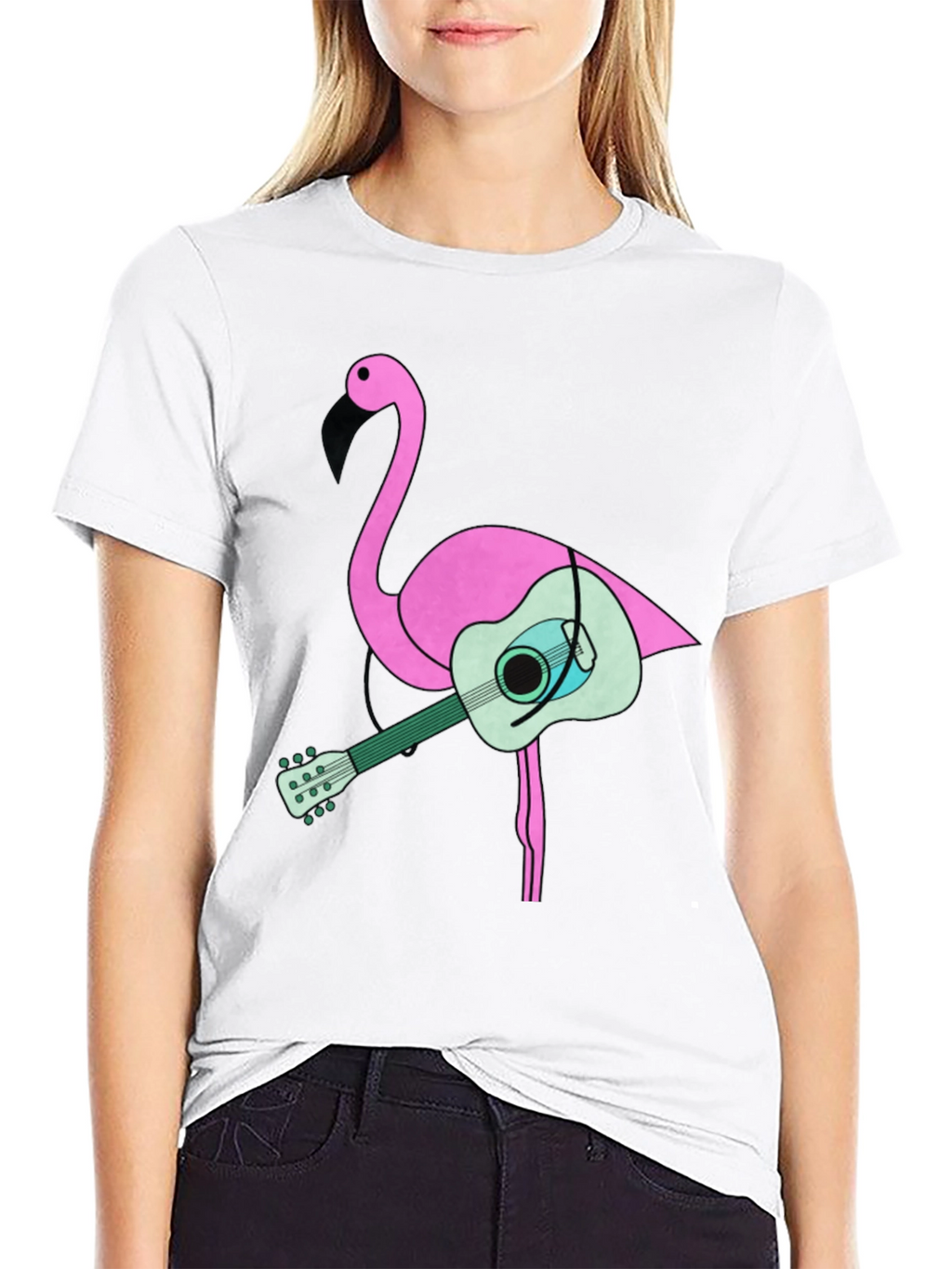Flamingo Guitar Graphic Tee - Black