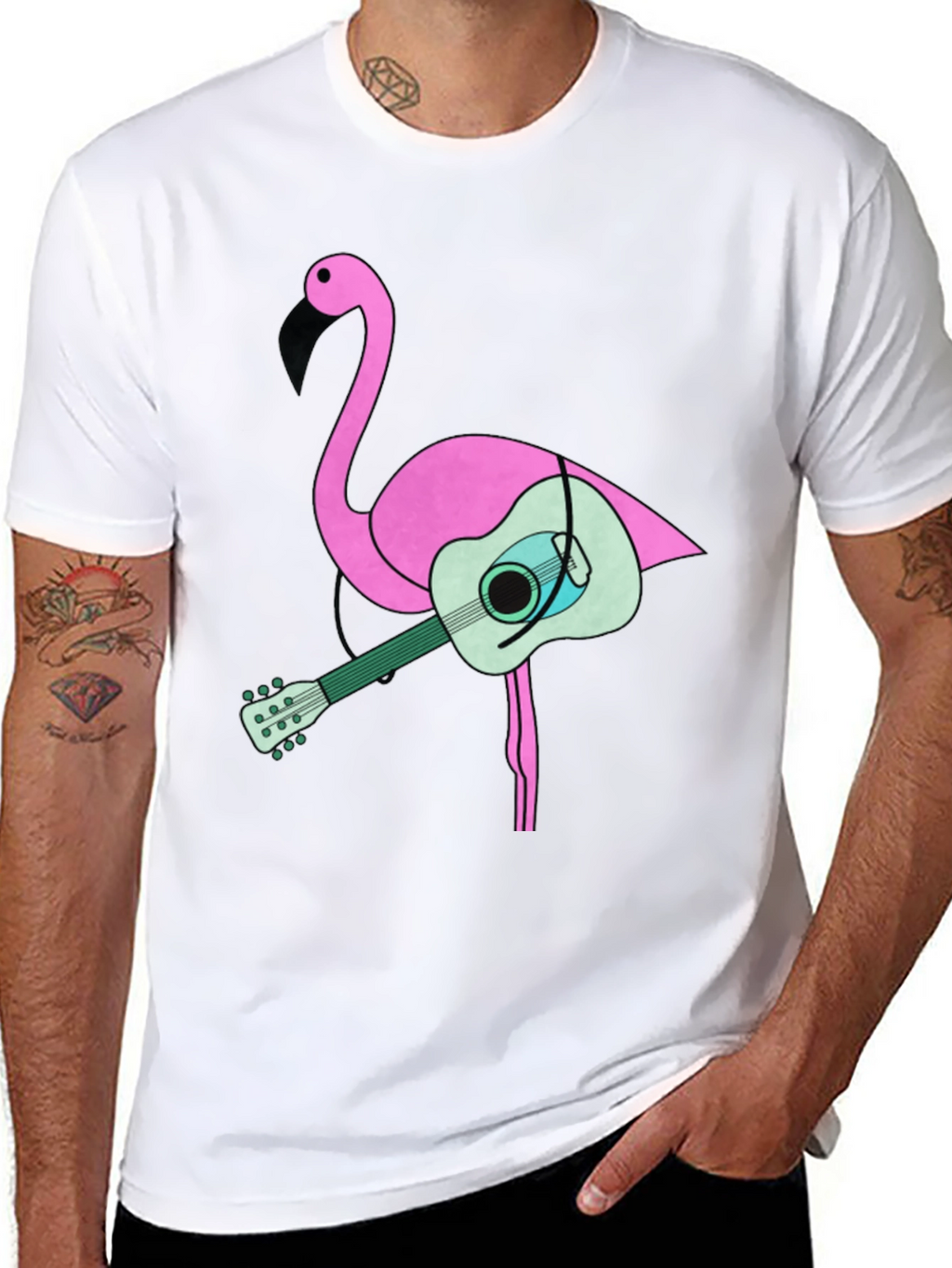 Flamingo Guitar Graphic Tee - Black