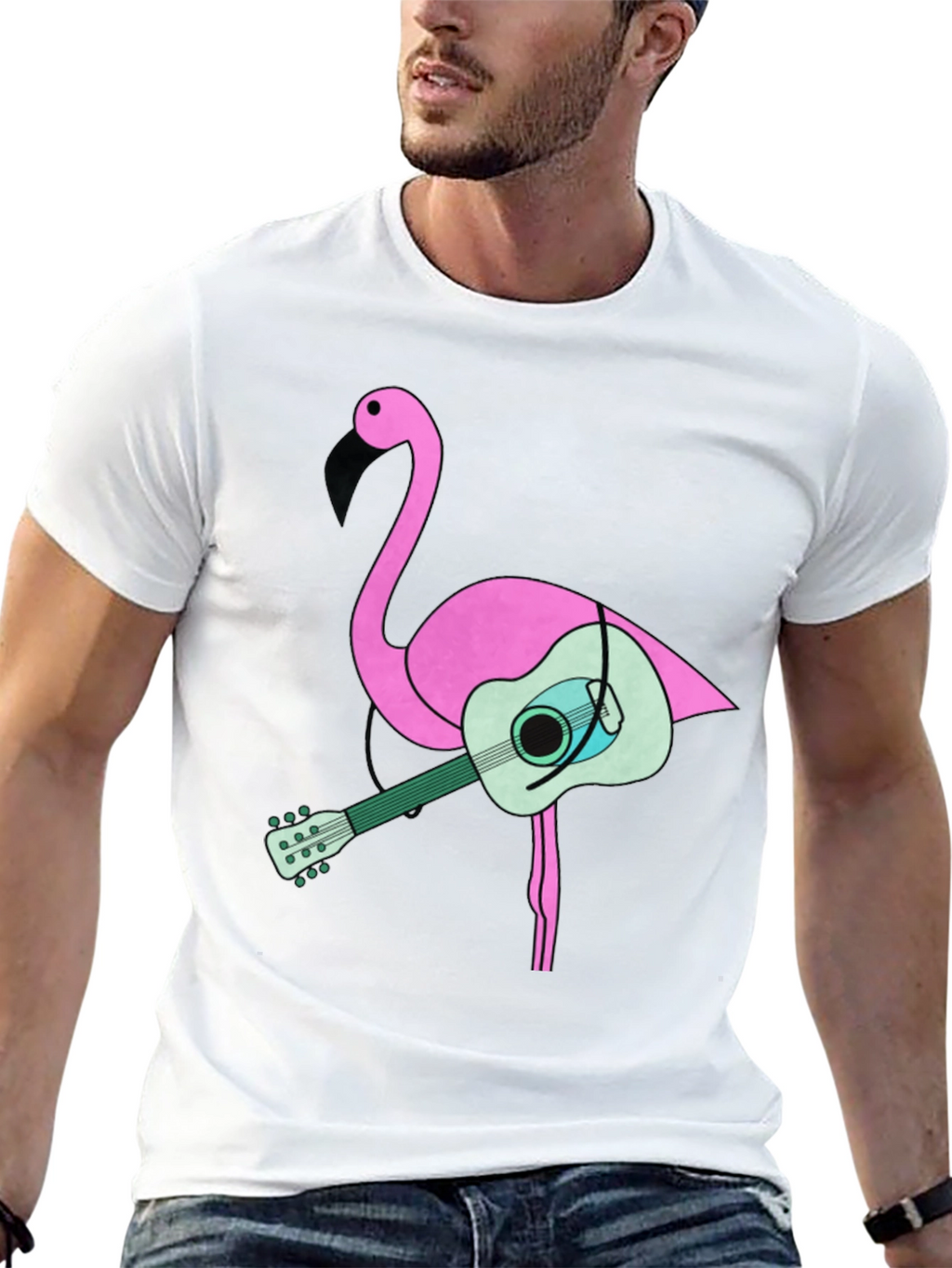 Flamingo Guitar Graphic Tee - Black