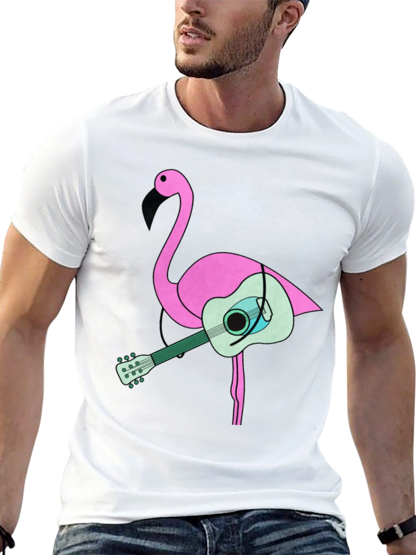 Flamingo Guitar Graphic Tee - Black