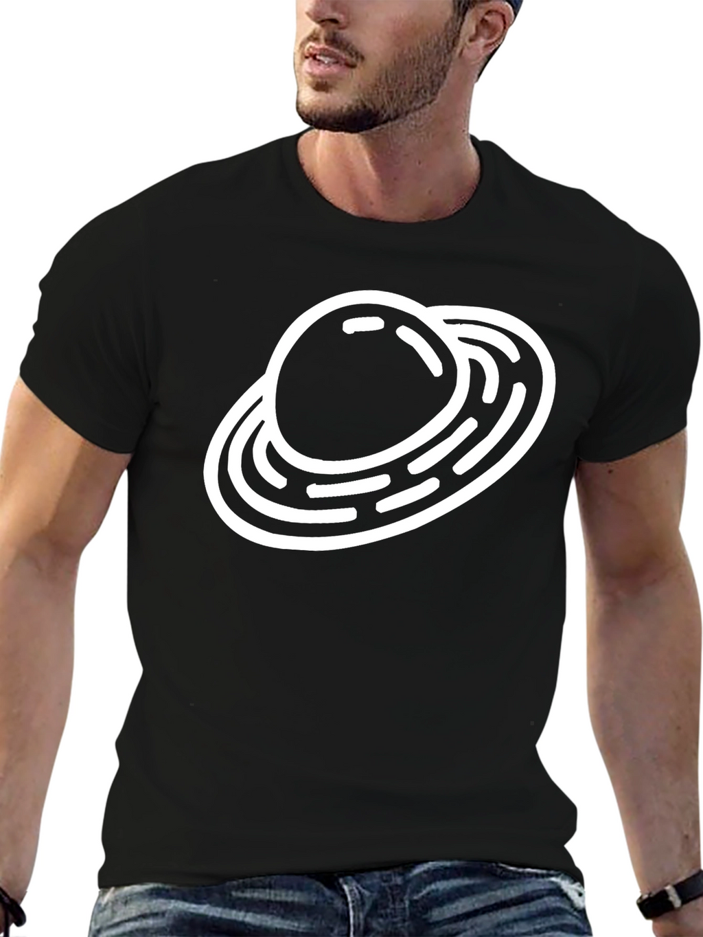 Saturn Graphic Black T-Shirt Space Theme