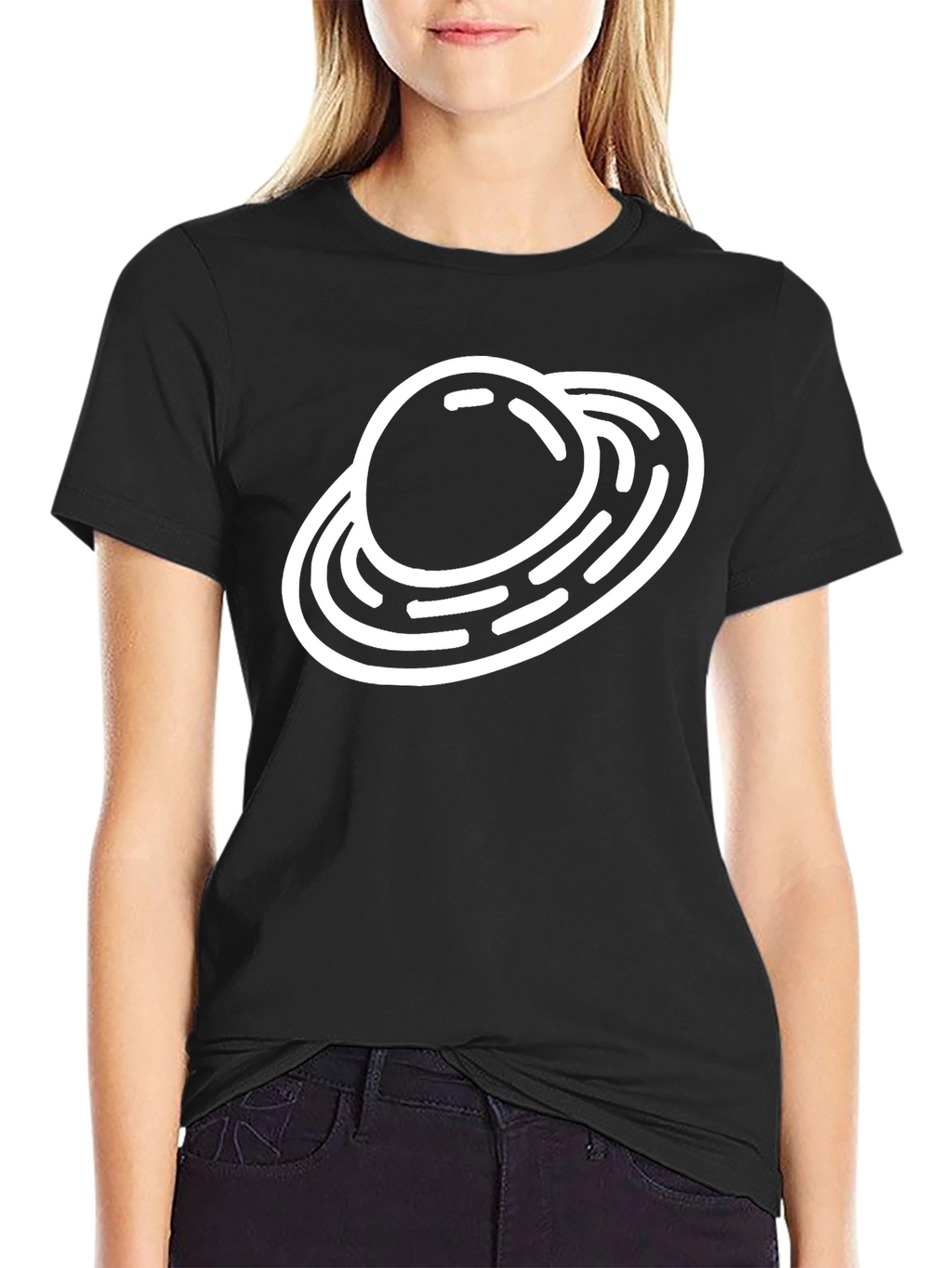 Saturn Graphic Black T-Shirt Space Theme