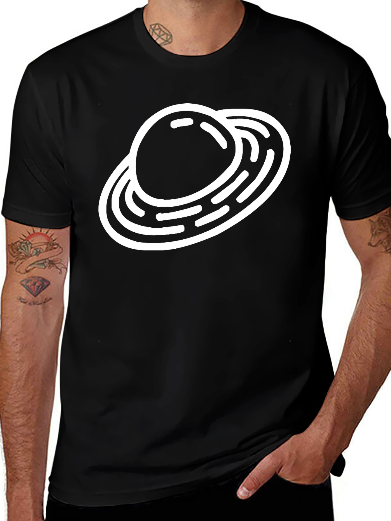 Saturn Graphic Black T-Shirt Space Theme