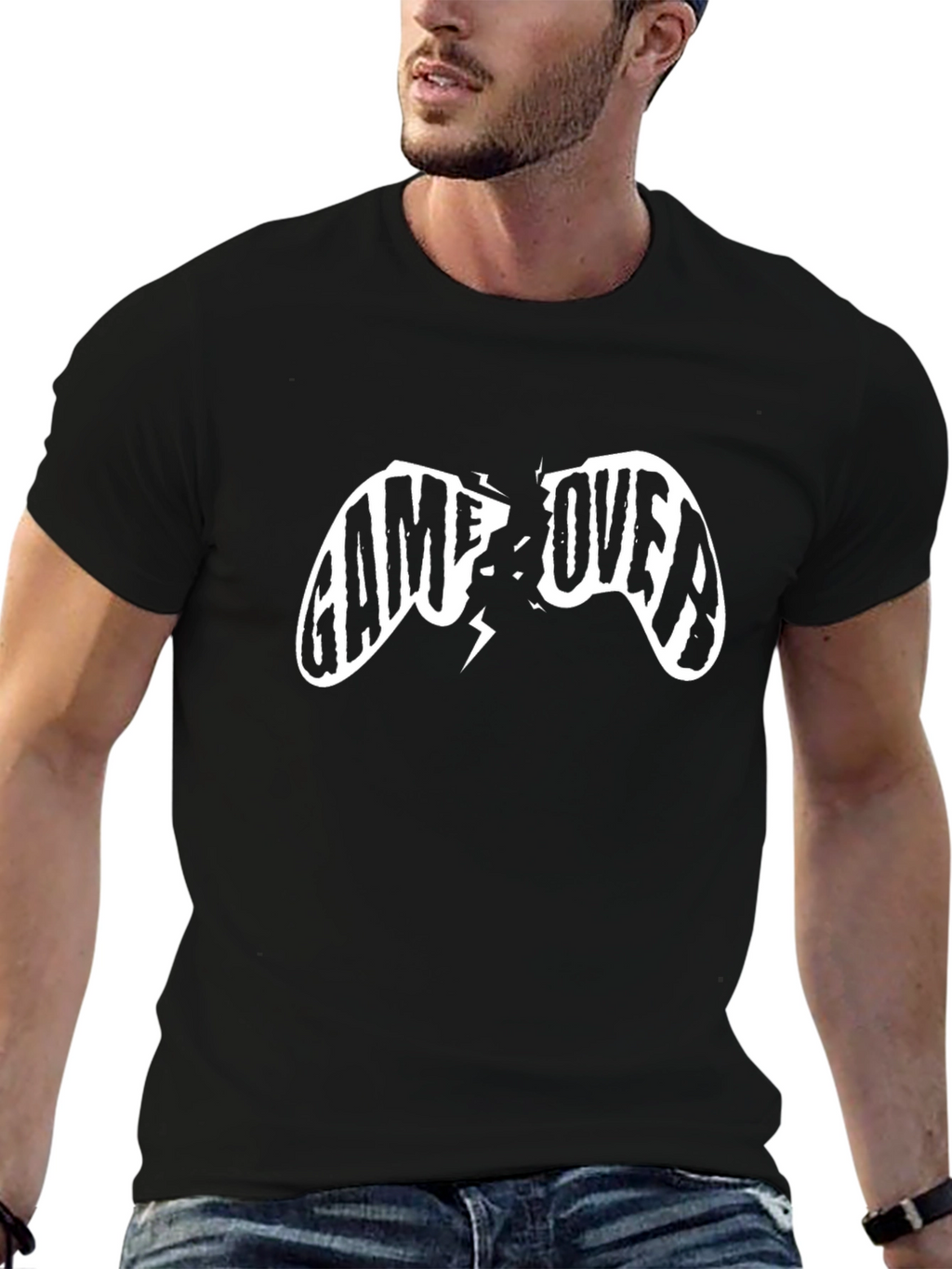 Game Over Graphic Tee - Black Cotton