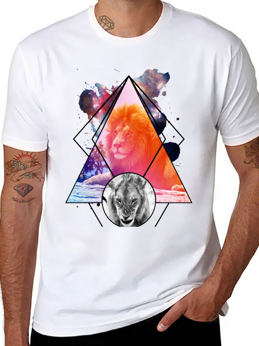 Lion Graphic Print Mens T-Shirt