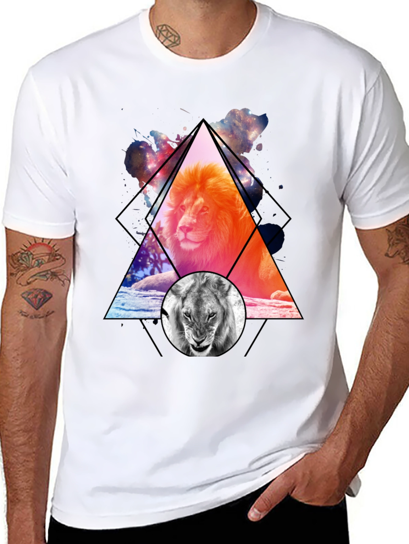 Lion Graphic Print Mens T-Shirt