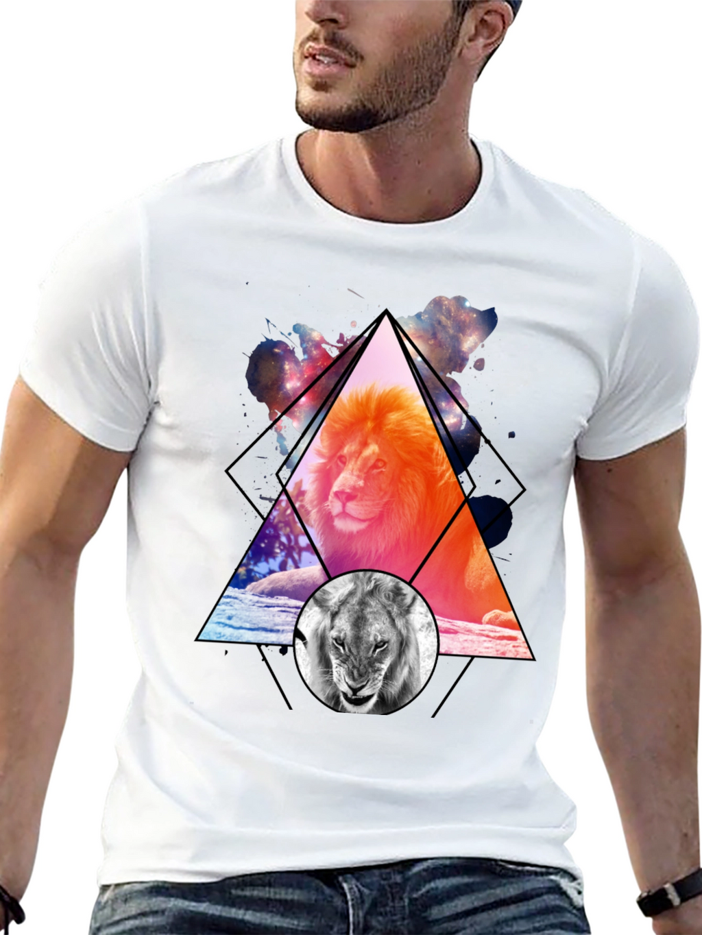 Lion Graphic Print Mens T-Shirt