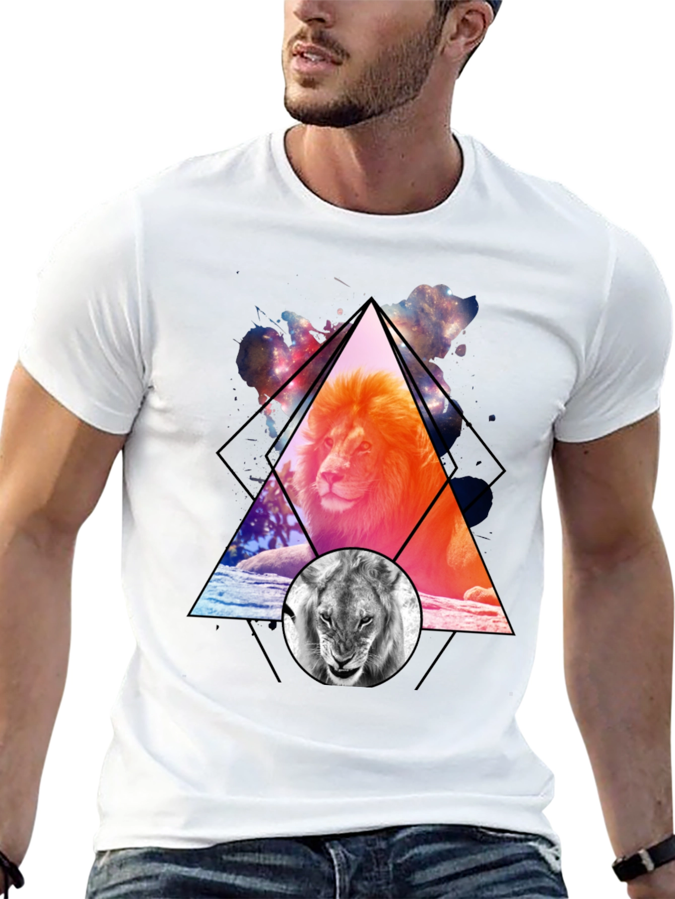 Lion Graphic Print Mens T-Shirt