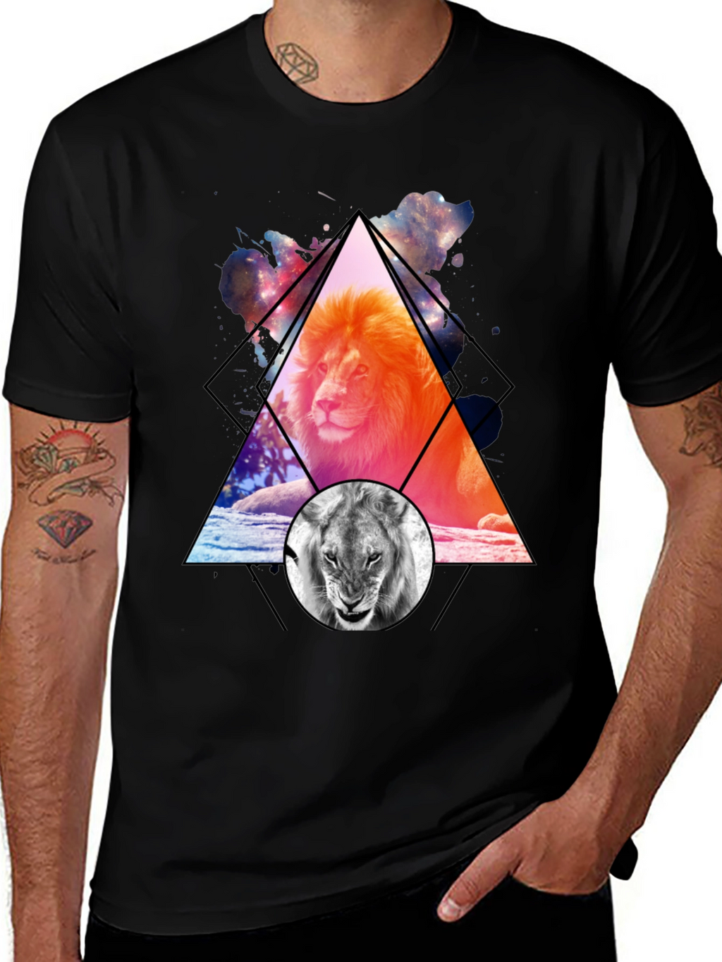 Lion Graphic Print Mens T-Shirt