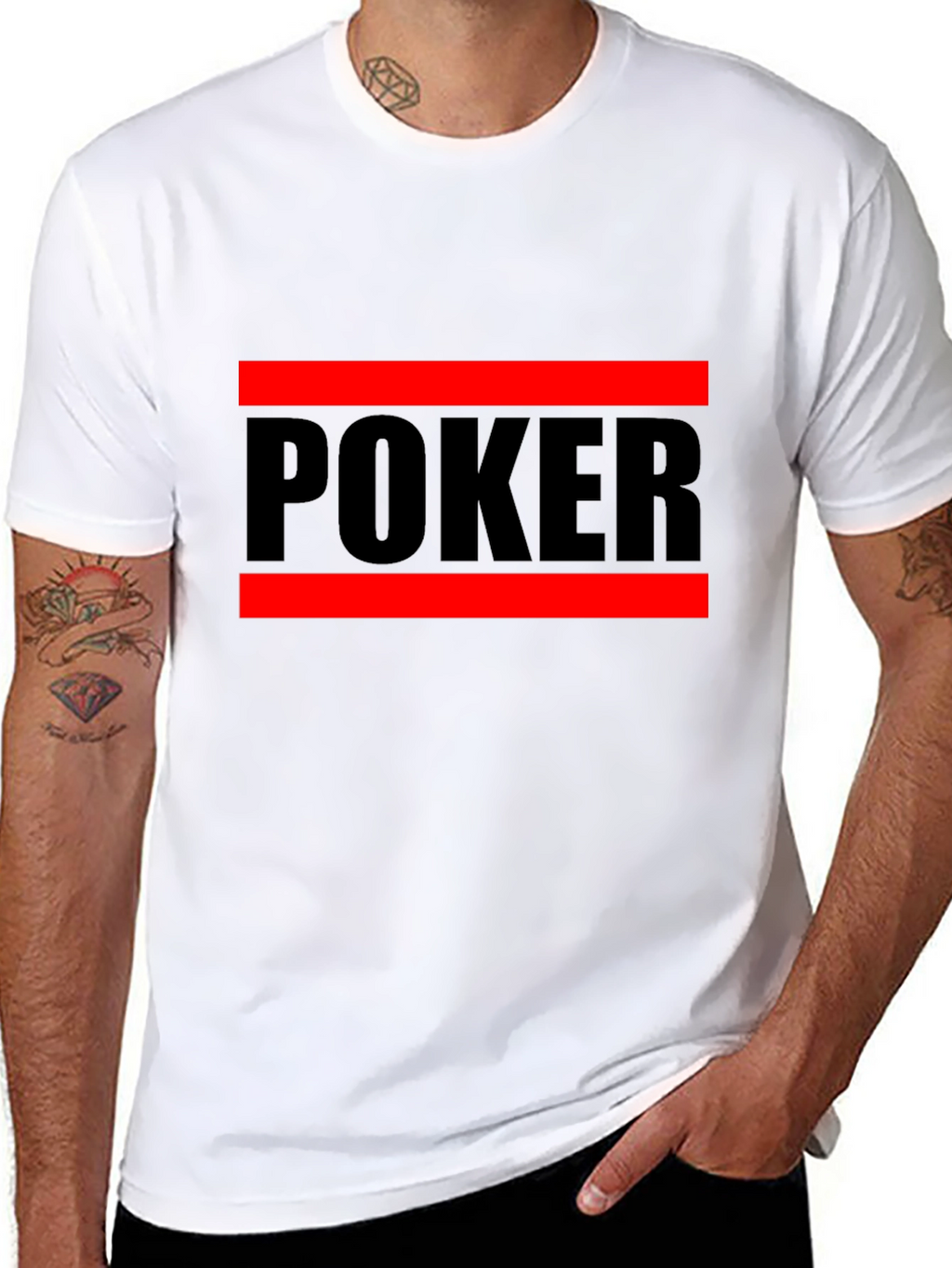 Poker Graphic Tee - Black Crew Neck