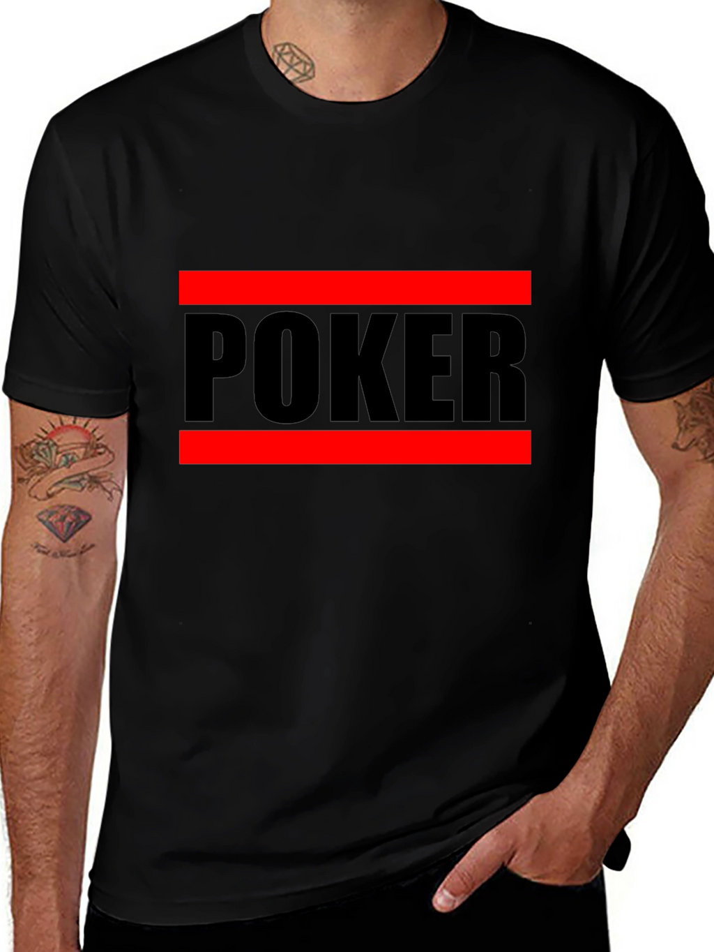 Poker Graphic Tee - Black Crew Neck