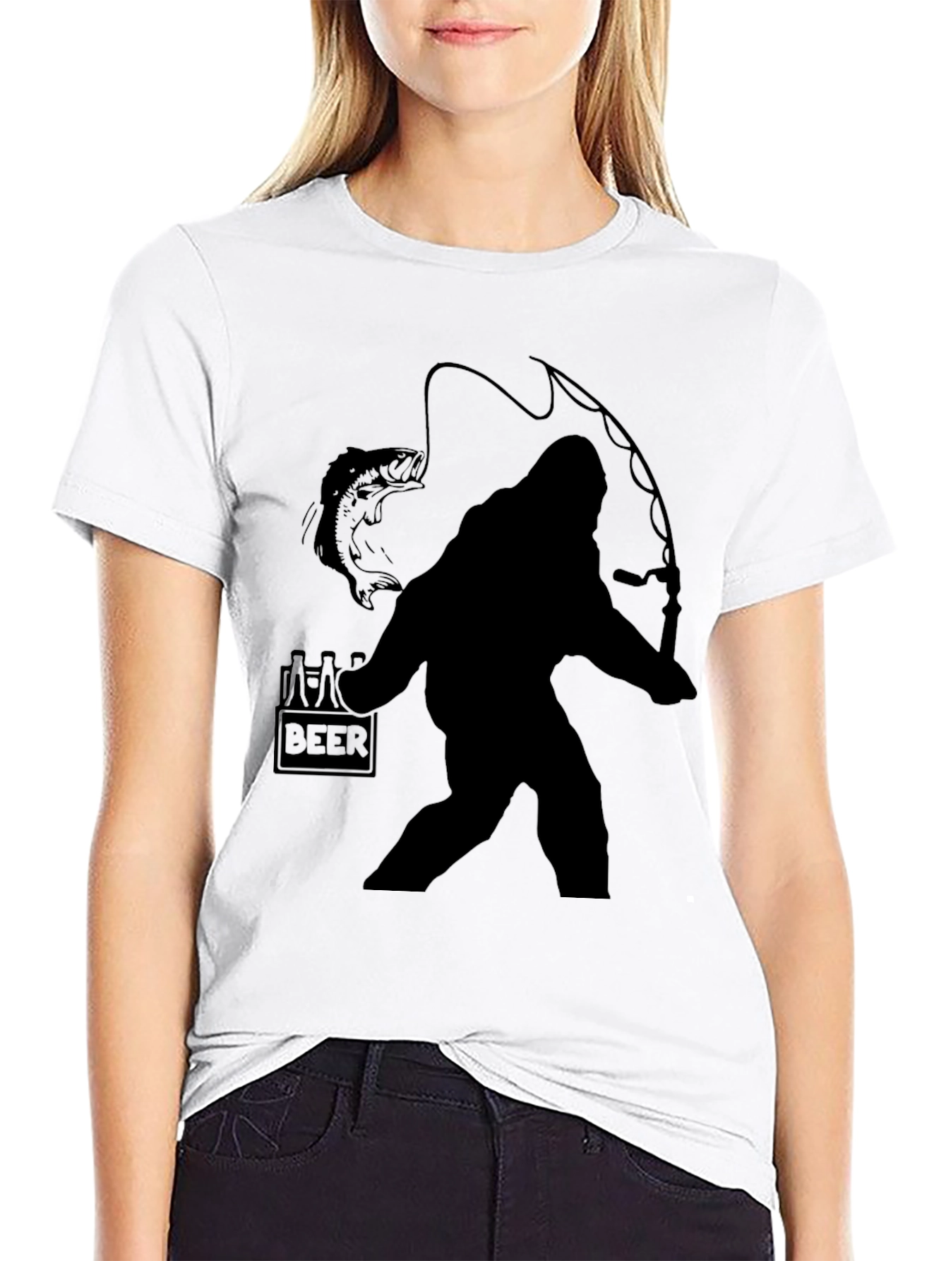Sasquatch Fishing Beer T-Shirt