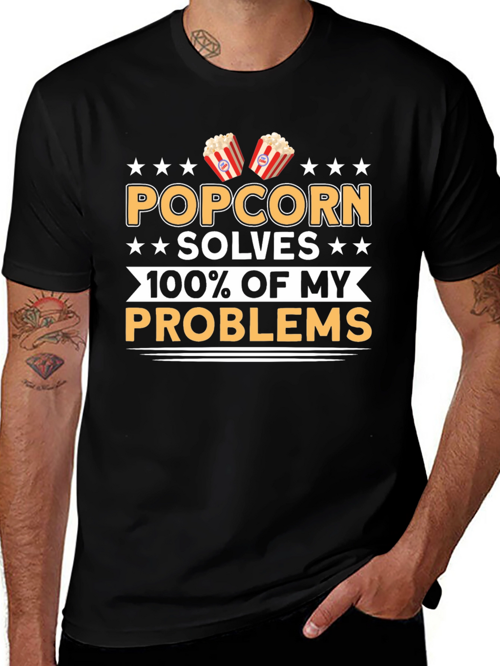 Popcorn Solves My Problems Funny T-Shirt