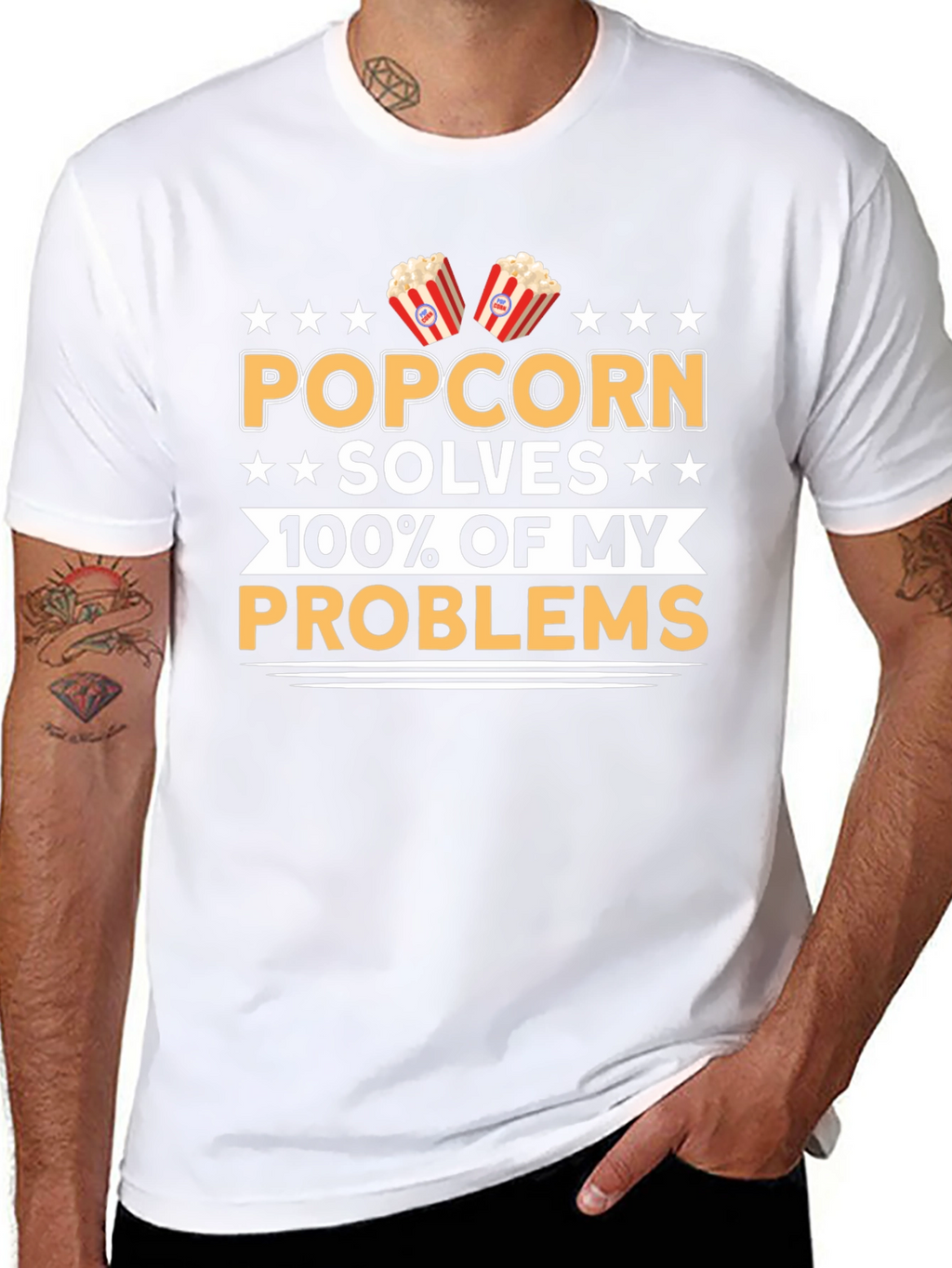 Popcorn Solves My Problems Funny T-Shirt