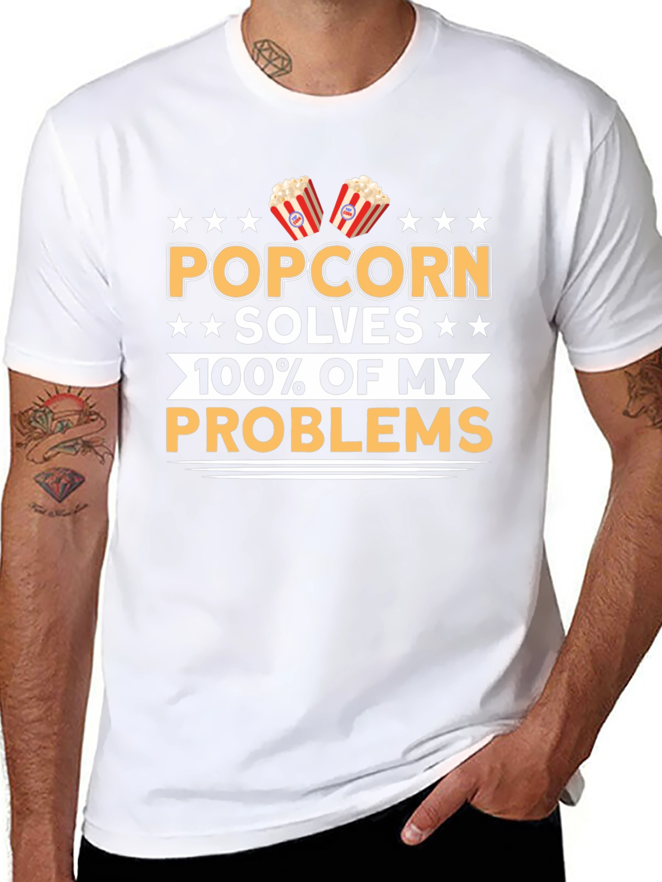 Popcorn Solves My Problems Funny T-Shirt