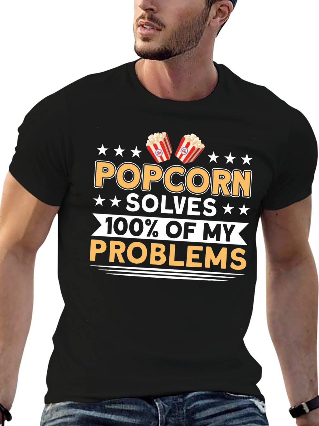 Popcorn Solves My Problems Funny T-Shirt