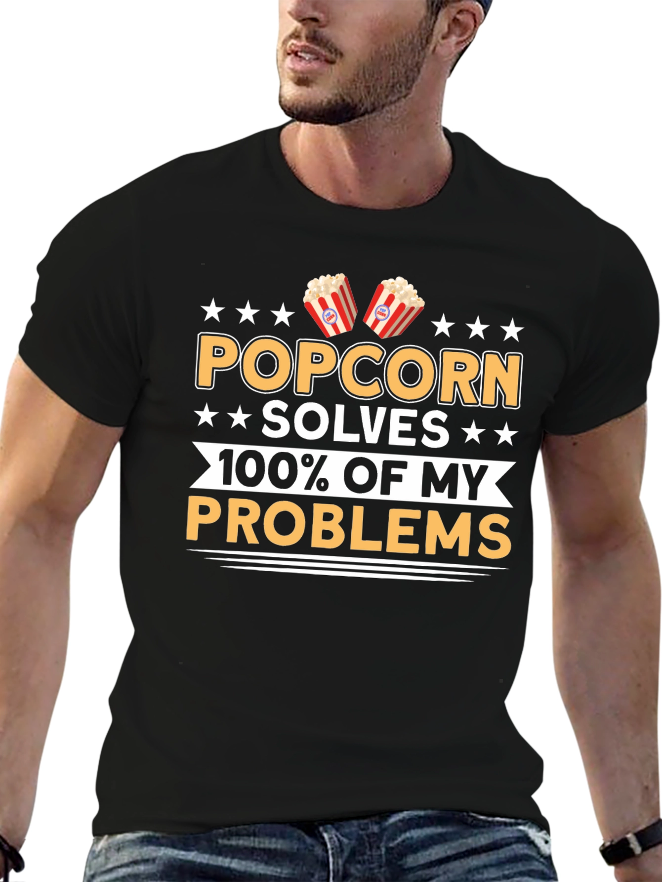 Popcorn Solves My Problems Funny T-Shirt