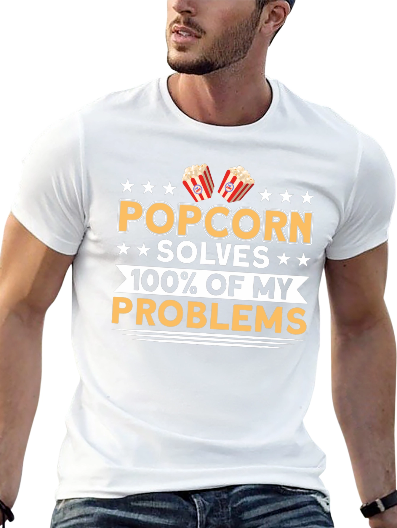 Popcorn Solves My Problems Funny T-Shirt