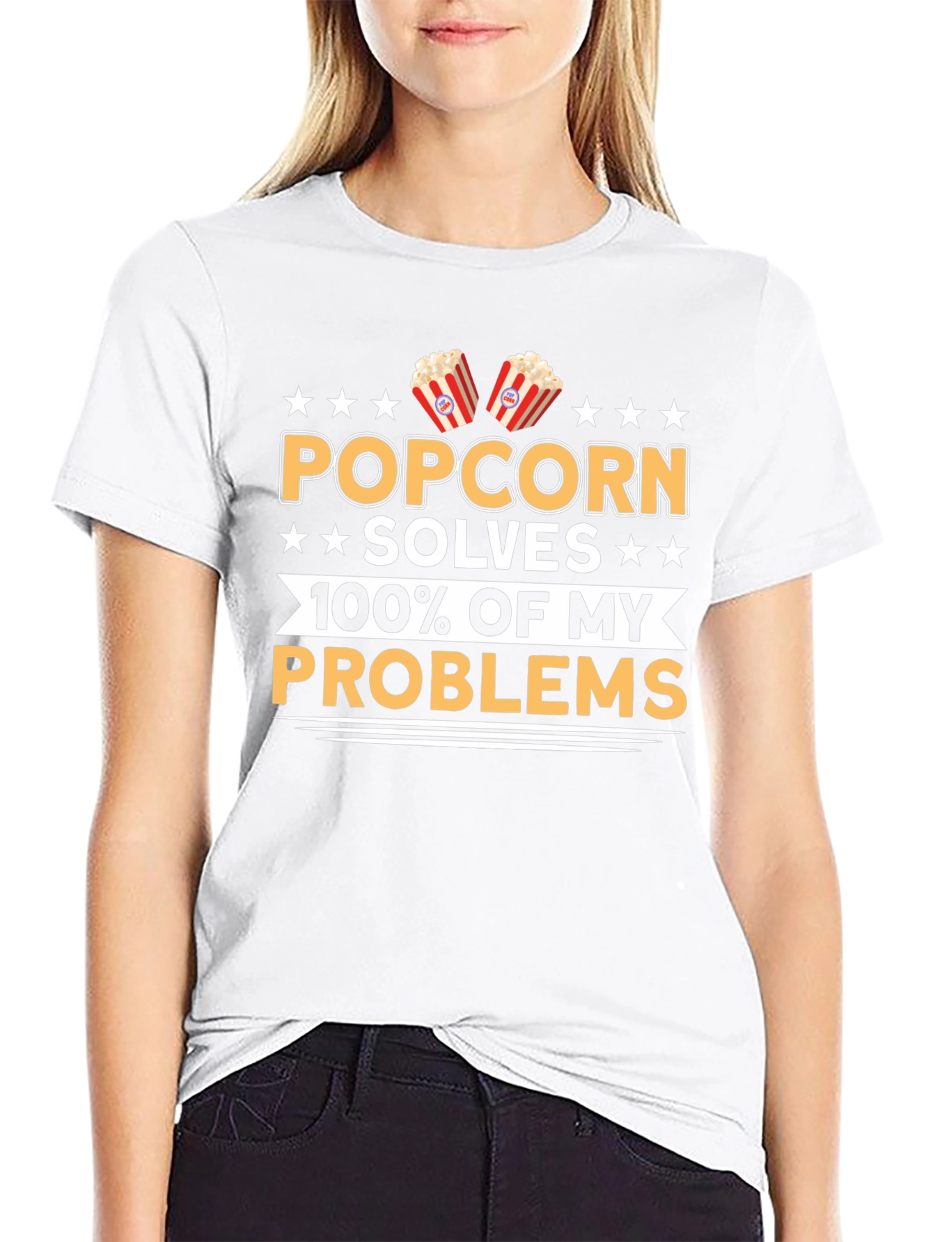 Popcorn Solves My Problems Funny T-Shirt