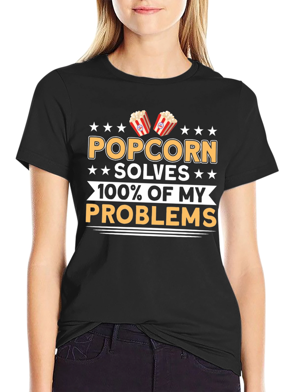 Popcorn Solves My Problems Funny T-Shirt