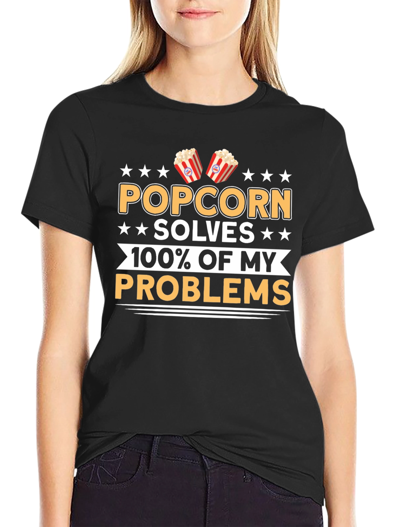 Popcorn Solves My Problems Funny T-Shirt