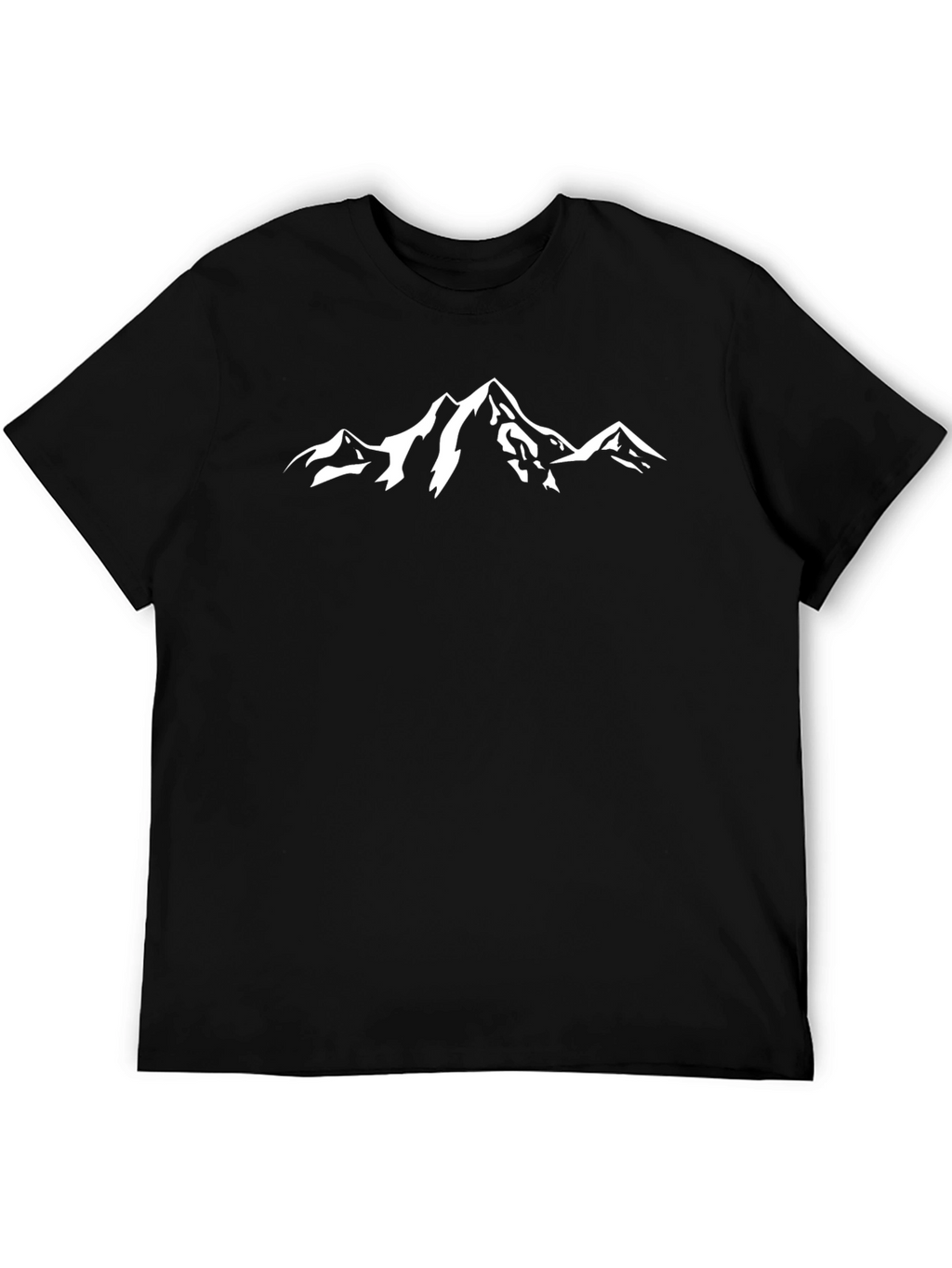 Mountain Peak Graphic Tee - Black Cotton Casual T-Shirt