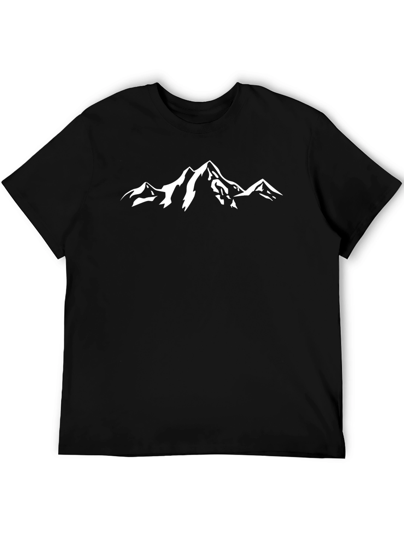 Mountain Peak Graphic Tee - Black Cotton Casual T-Shirt