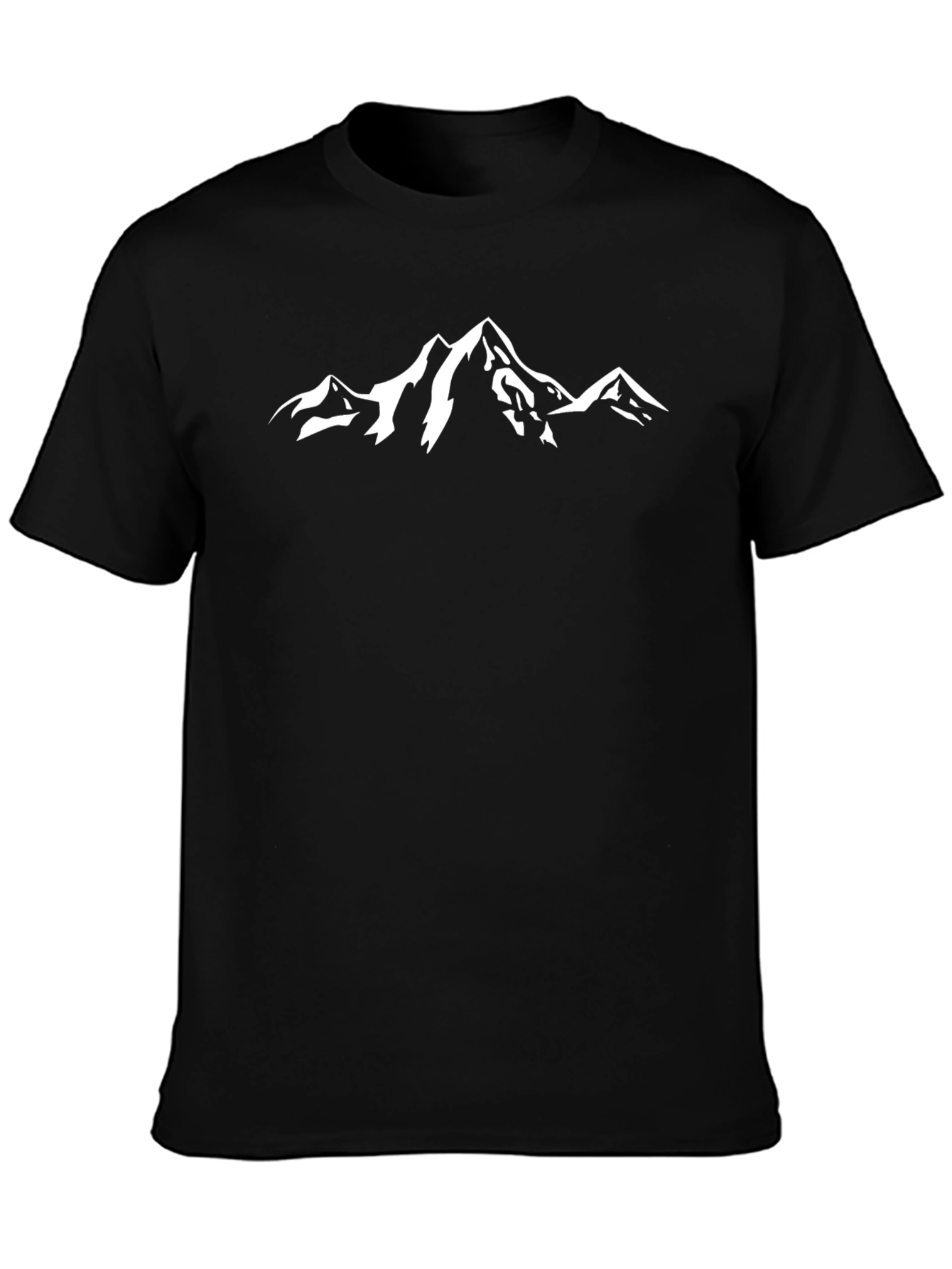 Mountain Peak Graphic Tee - Black Cotton Casual T-Shirt