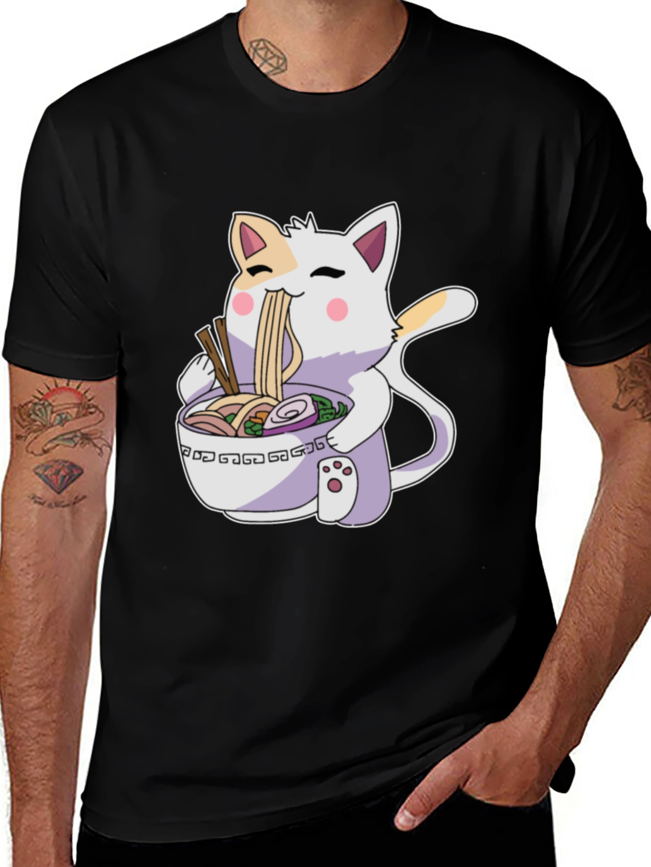 Ramen Cat T-Shirt - Cute Anime Style