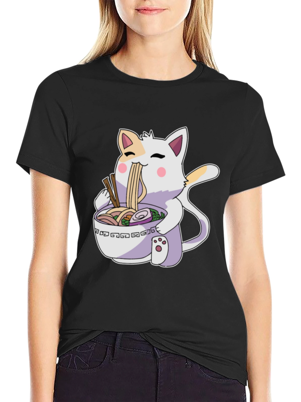 Ramen Cat T-Shirt - Cute Anime Style