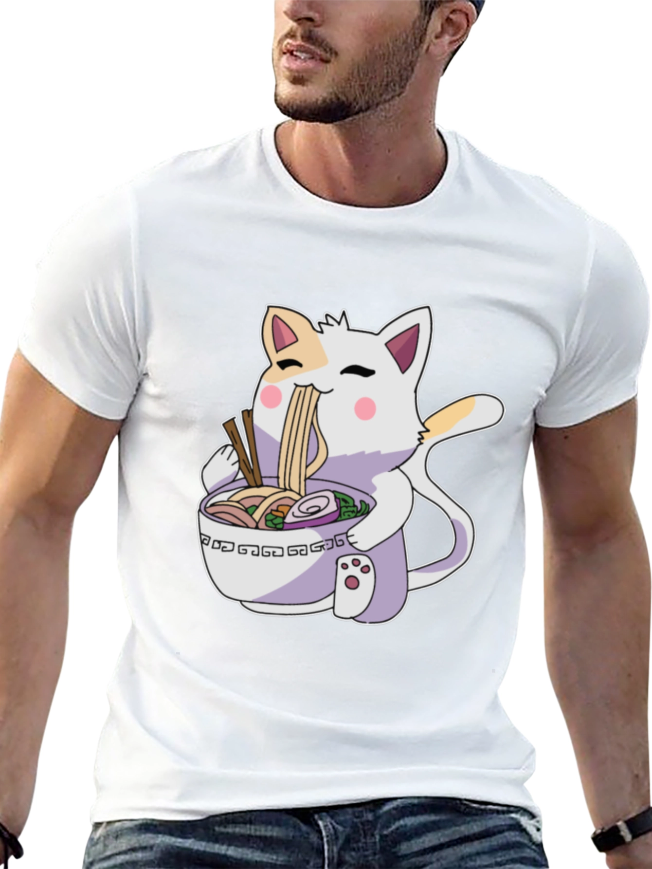 Ramen Cat T-Shirt - Cute Anime Style