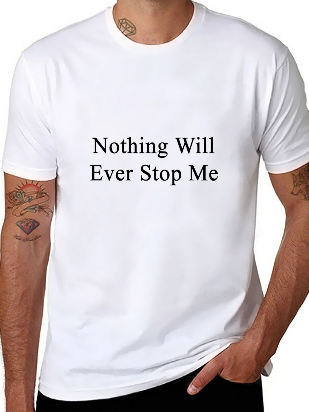 Motivational Black T-Shirt - Never Give Up