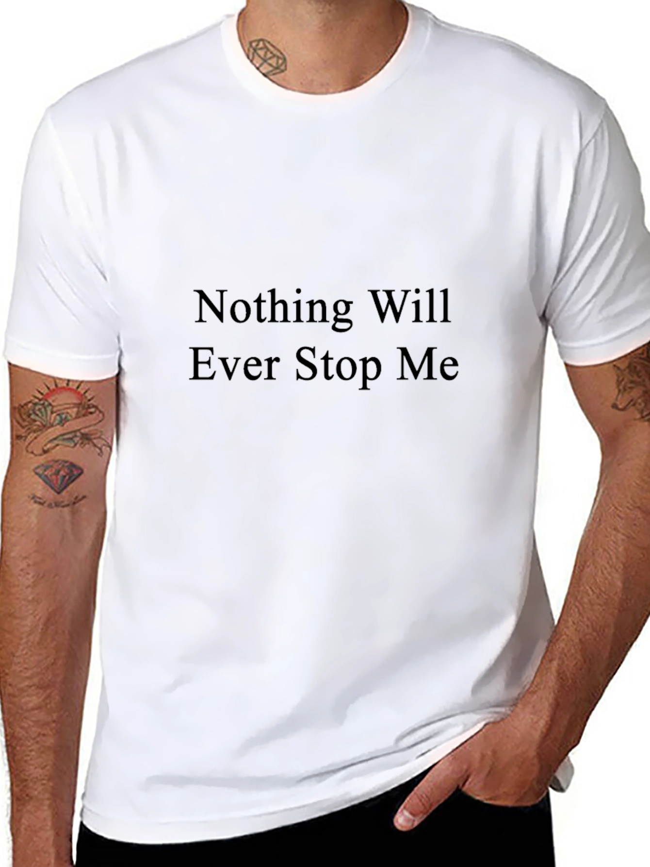 Motivational Black T-Shirt - Never Give Up