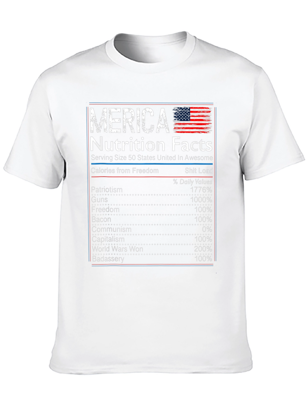 Merica Nutrition Facts T-Shirt Patriotic