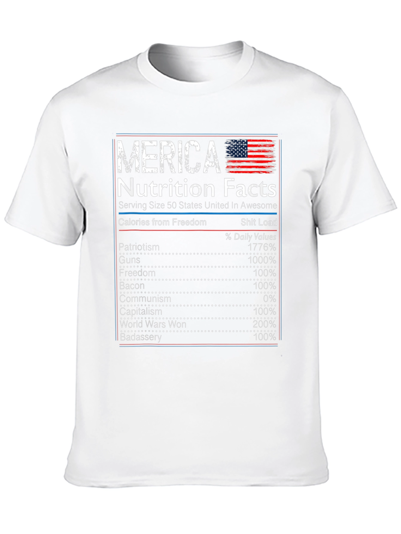 Merica Nutrition Facts T-Shirt Patriotic