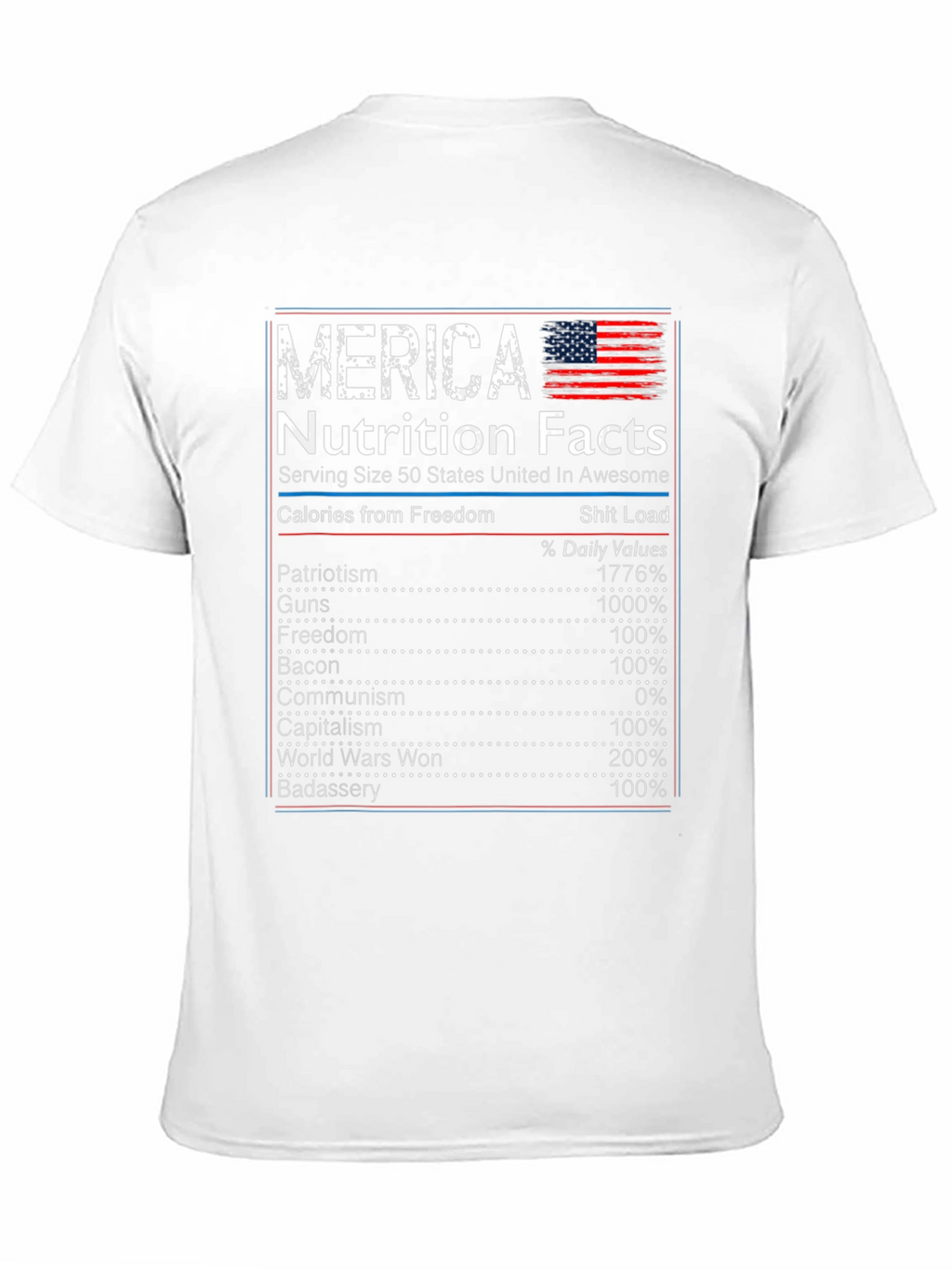 Merica Nutrition Facts T-Shirt Patriotic